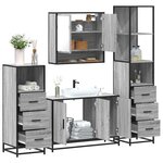 vidaXL Ensemble de meubles de salle de bain 4 Pièces sonoma gris