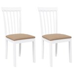 vidaXL Chaises à manger coussins 2 Pièces blanc bois massif caoutchouc
