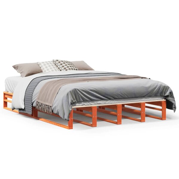 vidaXL Cadre de lit sans matelas cire marron 135x190cm bois pin massif