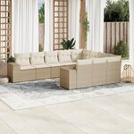 vidaXL Salon de jardin avec coussins 10 Pièces beige résine tressée