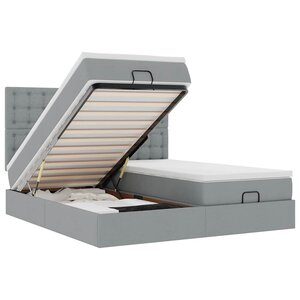 VidaXL Cadre de lit ottoman et matelas gris clair 180x200cm tissu