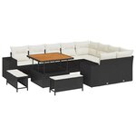 vidaXL Ensemble de canapé de jardin avec coussin 12 Pièces Noir et Crème