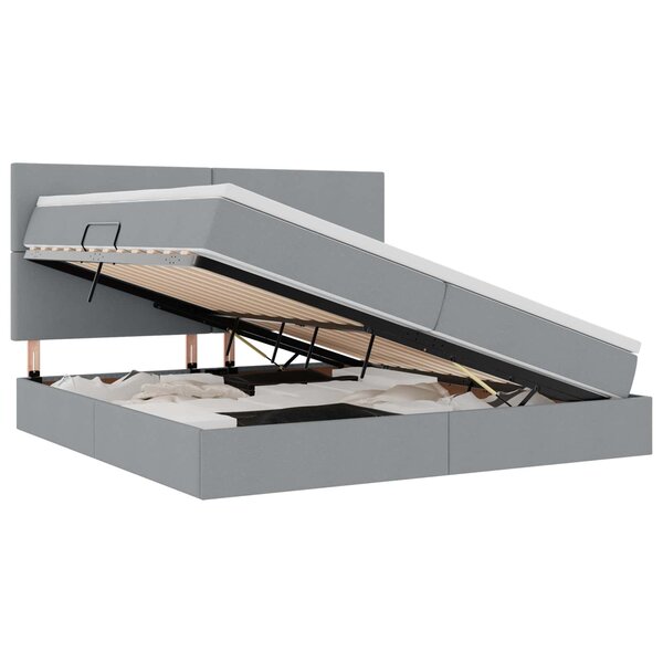 vidaXL Lit de Rangement Gris clair 200 x 200 cm Cuir synthétique