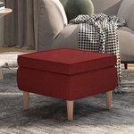 vidaXL Tabouret avec pieds en bois Rouge bordeaux Tissu