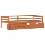 vidaXL Cadre de lit avec tiroirs et armoire Marron miel Pin 90x200 cm