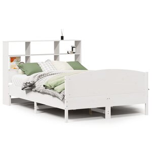 vidaXL Lit bibliothèque sans matelas blanc 140x200 cm bois pin massif