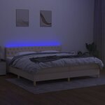 vidaXL Sommier à lattes de lit et matelas et LED Crème 200x200cm Tissu