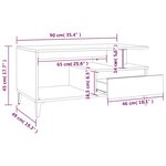 vidaXL Table basse Chêne fumé 90x49x45 cm Bois d'ingénierie