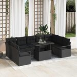 vidaXL Ensemble de canapé de jardin 10 Pièces Noir 100 x 55 x 73 cm