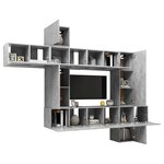 vidaXL Ensemble de meubles TV 10 Pièces Gris béton Bois d'ingénierie