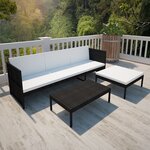 vidaXL Salon de jardin 3 Pièces avec coussins Résine tressée Noir