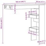 vidaXL Table bar mural vieux bois 102x45x103 5 cm bois d'ingénierie