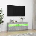 vidaXL Meuble TV avec lumières LED gris béton 100x35x40 cm