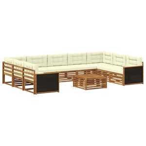 vidaXL Ensemble de canapés d'extérieur 10 pc Naturel et Crème
