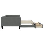 vidaXL Lit de jour avec gigogne et tiroirs gris foncé 100x200 cm tissu