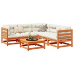 vidaXL Salon de jardin 6 Pièces avec coussins cire marron bois pin massif