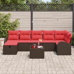 vidaXL Ensemble de canapé de jardin 8 Pièces Marron polyrotin