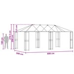 vidaXL Cadre de Gazebo 6 x 3 m Noir Acier