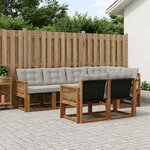 vidaXL Ensemble de canapés d'extérieur 7 Pièces Naturel et gris clair