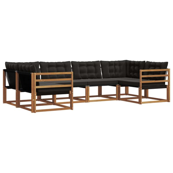 vidaXL Ensemble de canapés d'extérieur 6 pc Naturel et Noir