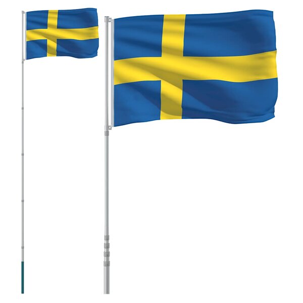 vidaXL Drapeau de la Suède et mât 5 5 m Aluminium