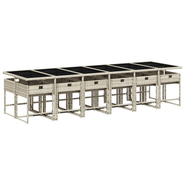 vidaXL Ensemble à manger de jardin et coussins 13 Pièces gris clair rotin