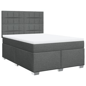 vidaXL Sommier à lattes de lit avec matelas Gris foncé 140x190cm Tissu