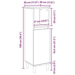 Armoire de salle de bain vidaXL en chêne noir 30x30x100 cm en bois d'ingénierie