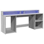 vidaXL Bureau et lumières LED sonoma gris 200x55x91 cm bois ingénierie