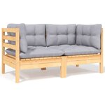 vidaXL Salon de jardin 6 Pièces avec coussins gris Bois de pin massif