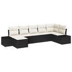 vidaXL Ensemble de canapé de jardin avec coussin 7 Pièces Noir Poly rotin