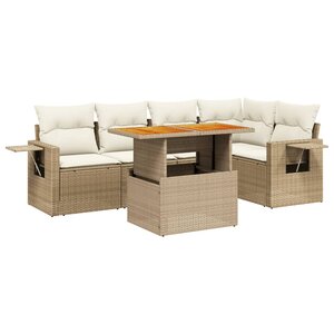 vidaXL Salon de jardin avec coussins 6 Pièces beige résine tressée
