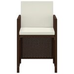 vidaXL Ensemble à manger de jardin et coussins 3 Pièces Poly rotin Marron