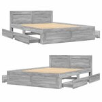 vidaXL Cadre de lit et tête de lit sans matelas sonoma gris 120x200 cm