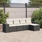 vidaXL Salon de jardin 5 Pièces avec coussins noir résine tressée