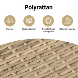 vidaXL Ensemble à manger de jardin et coussins 9 Pièces beige Poly rotin