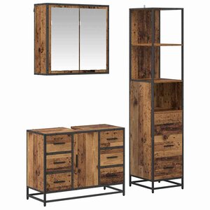 vidaXL Ensemble de mobilier de salle de bain 3 Pièces Bois ancien