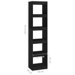 vidaXL Bibliothèque/Séparateur de pièce Noir 40x30x167 5 cm Pin massif
