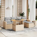 vidaXL Salon de jardin avec coussins 6 Pièces beige résine tressée