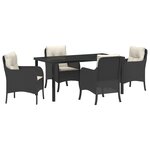 vidaXL Ensemble de Salle à Manger de Jardin 5 Pièces avec Coussins Rattan Poly Noir
