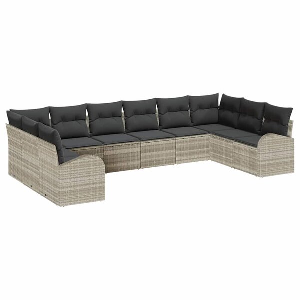 vidaXL Ensemble de canapé de jardin avec coussin 10 Pièces Gris clair