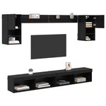 vidaXL Unités murales TV avec LED 6 Pièces Chêne noir Bois d'ingénierie
