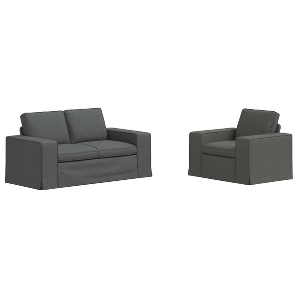 vidaXL Canapé 2 Pièces Gris foncé 182 x 80 x 82 cm tissu