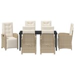 Ensemble de salle à manger de jardin 7 pièces avec coussins beige en rotin poly vidaXL