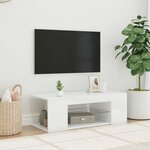 vidaXL Meuble TV avec lumières LED blanc brillant 90x39x30 cm