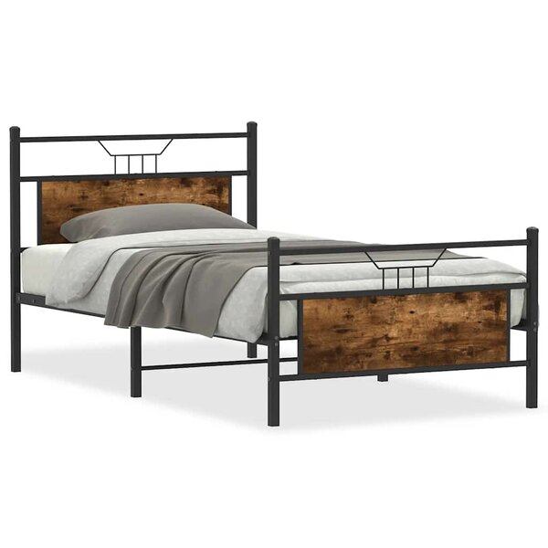 vidaXL Cadre de lit sans matelas chêne fumé 100x200 cm bois ingénierie