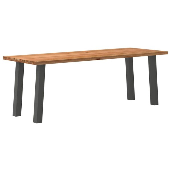 vidaXL Table à manger marron clair bois de chêne massif rectangulaire