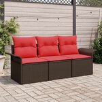 vidaXL Ensemble de canapé de jardin 3 Pièces Marron Poly rotin
