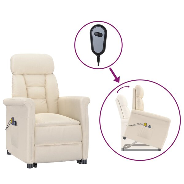 vidaXL Fauteuil électrique de massage Beige microfibre