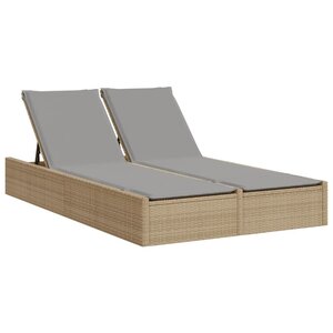 vidaXL Chaise longue double avec coussins beige résine tressée